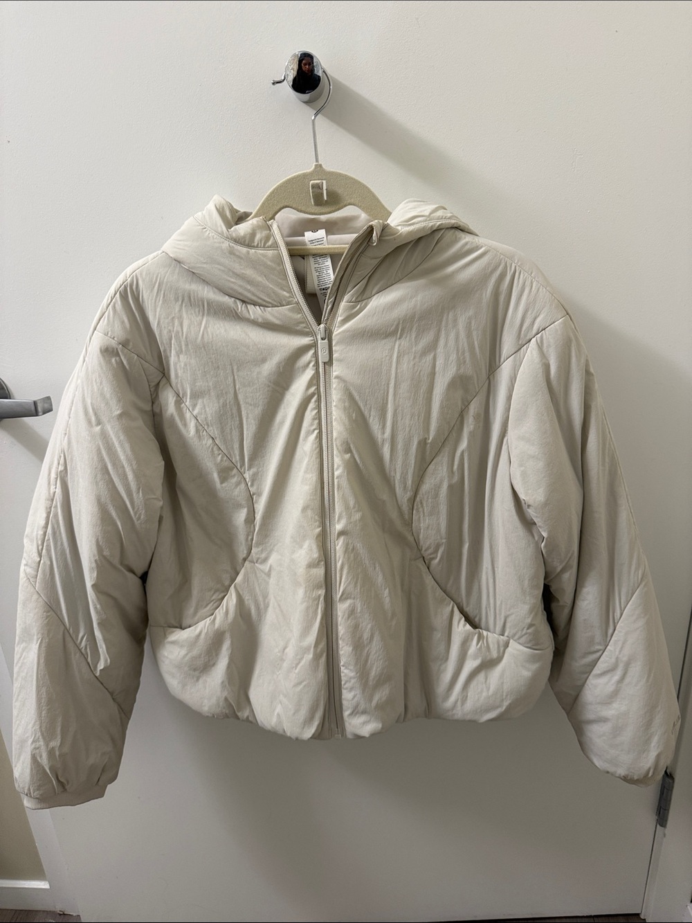 lululemon athletica Cream Hooded Puffer Jacket